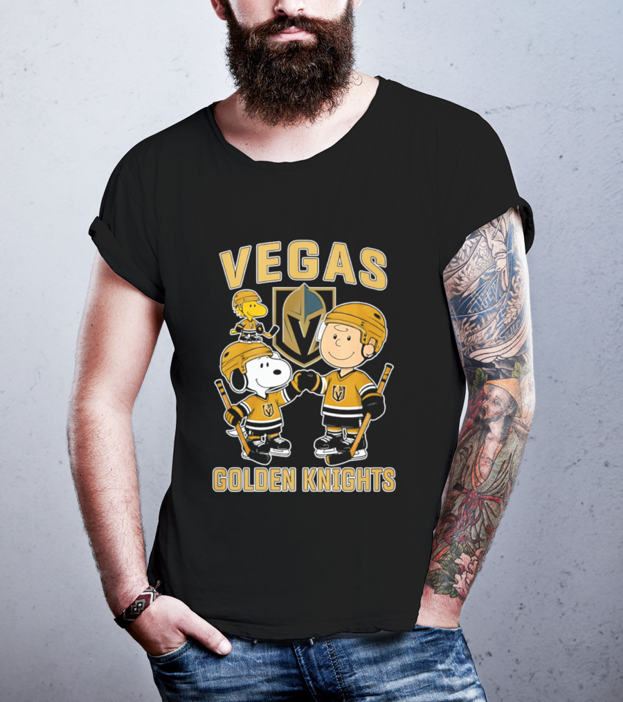Vegas Golden Knights NHL Snoopy Charlie Brown Woodstock Hockey Team T-Shirt