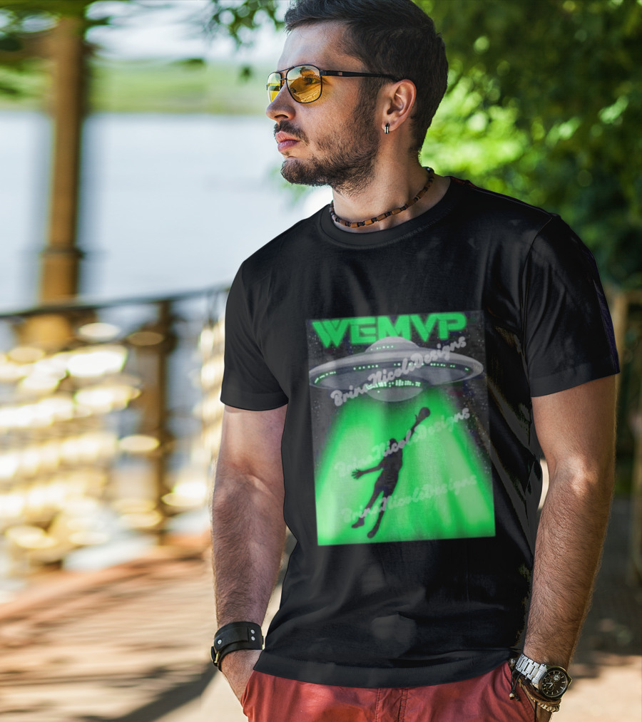 WEMVP Victor Wembanyama UFO Alien Abduction Basketball Player T-Shirt