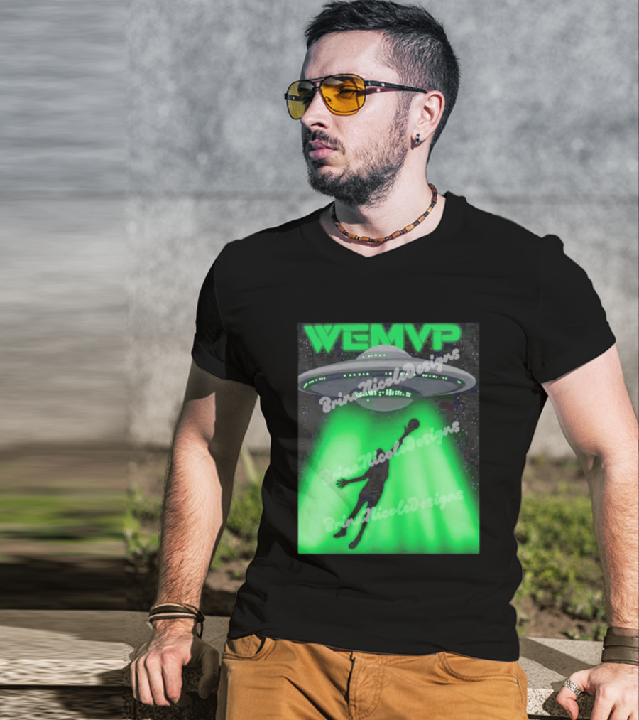 WEMVP Victor Wembanyama UFO Alien Abduction Basketball Player T-Shirt
