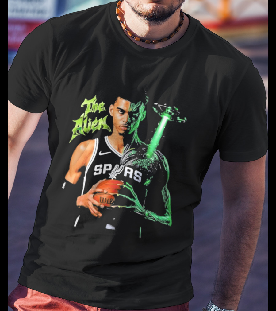 Wembanyama Spurs The Alien UFO NBA Player T-Shirt