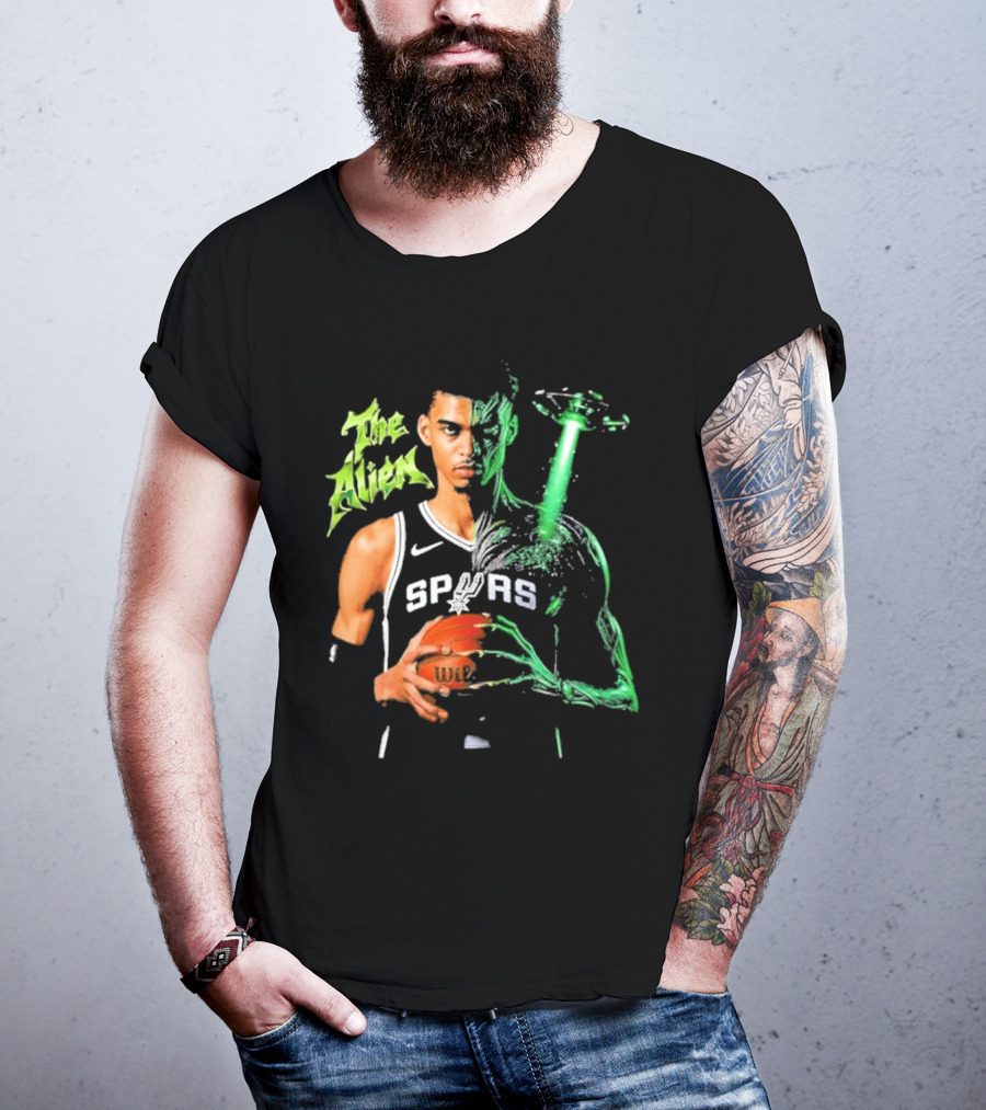 Wembanyama Spurs The Alien UFO NBA Player T-Shirt
