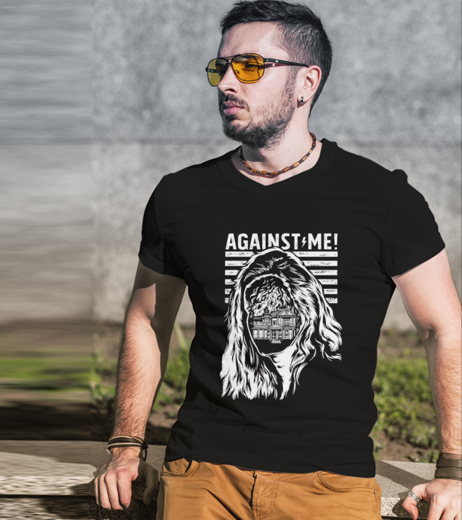 Against Me Punk Rock Gorilla Silhouette Stripes T-Shirt