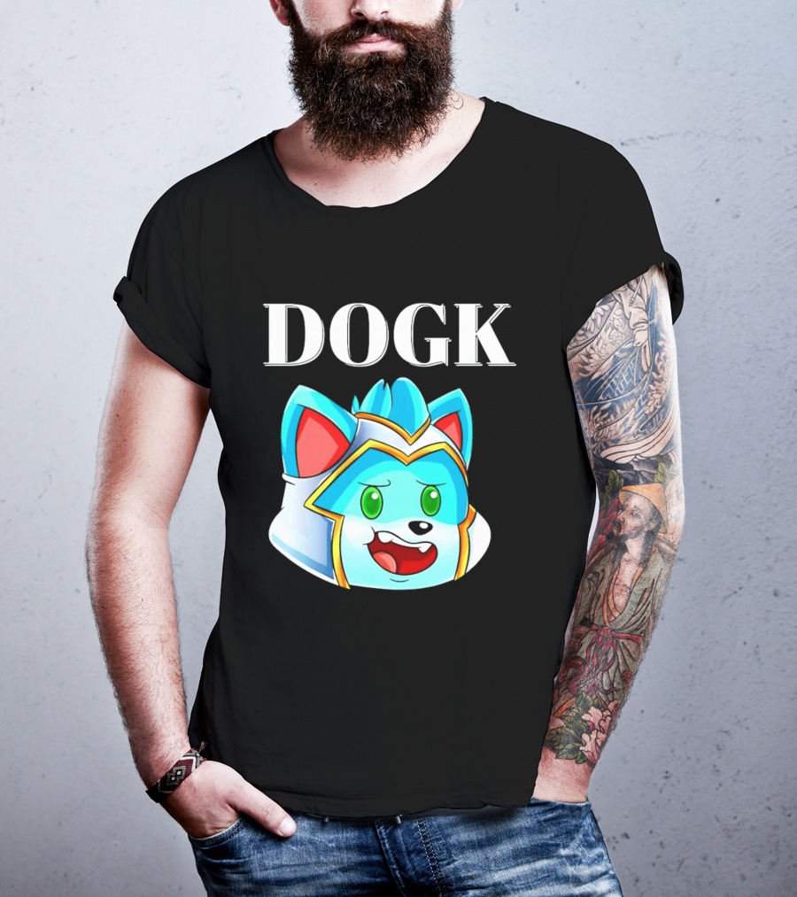 DOGK Cute Cartoon Character Blue Dog Head T-Shirt