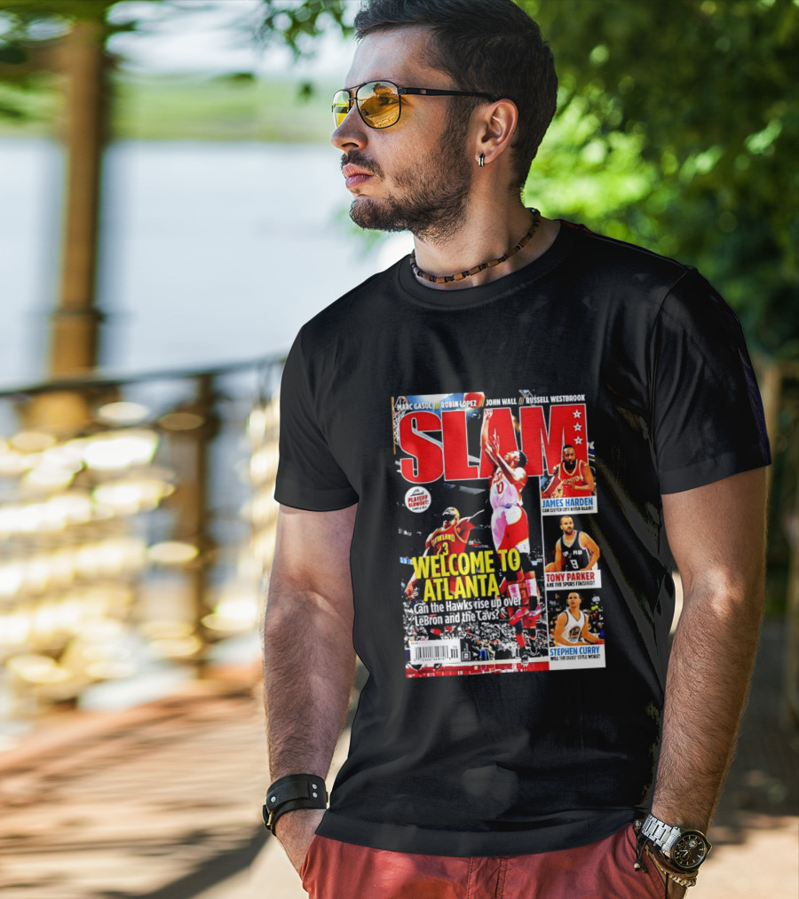 NBA SLAM Welcome To Atlanta Playoff Blowout James Harden Tony Parker Stephen Curry T-Shirt