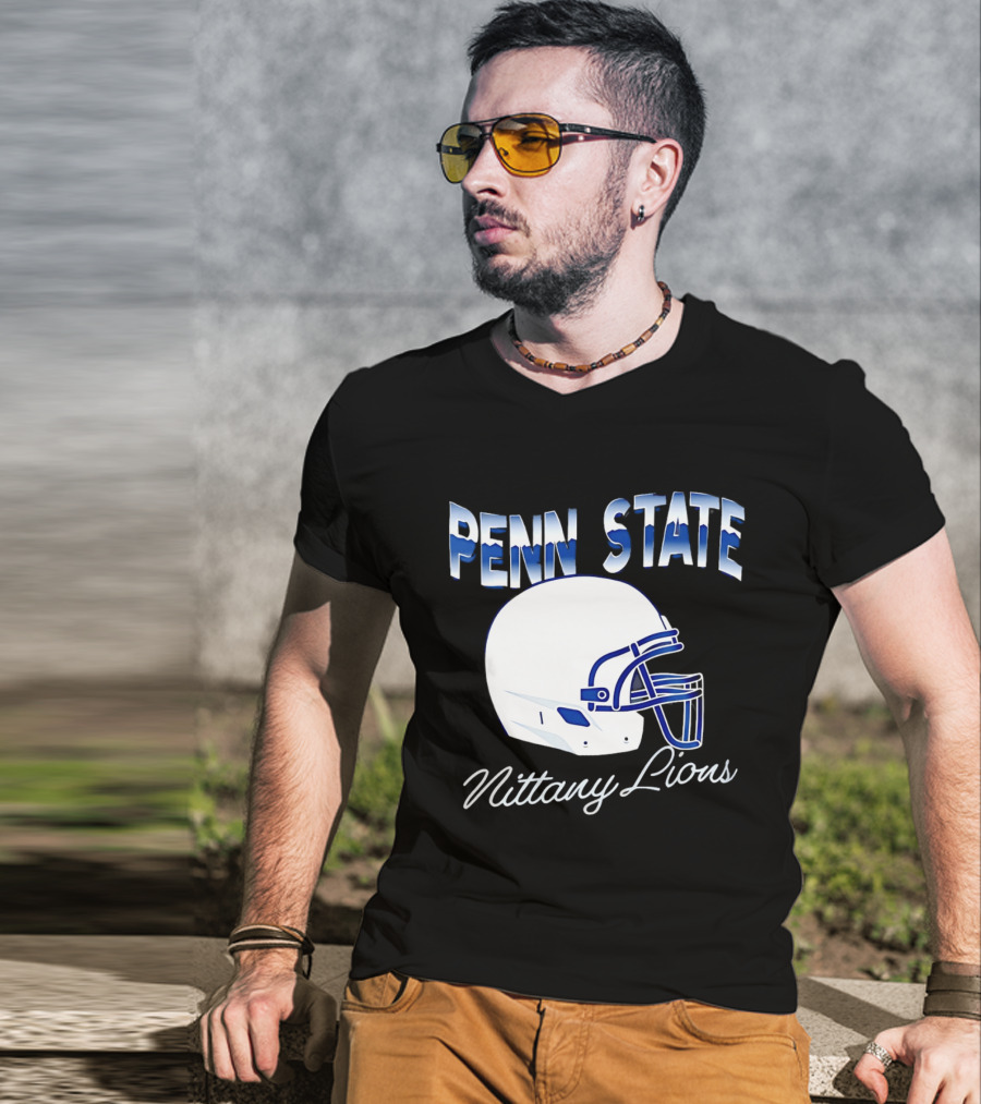 Penn State Nittany Lions Air Brush Helmet Dyme Lyfe Mens T-Shirt