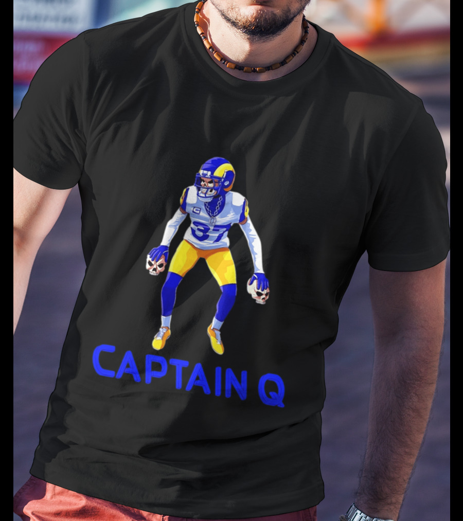 Captain Q Los Angeles Rams Number 37 Skull Hands T-Shirt
