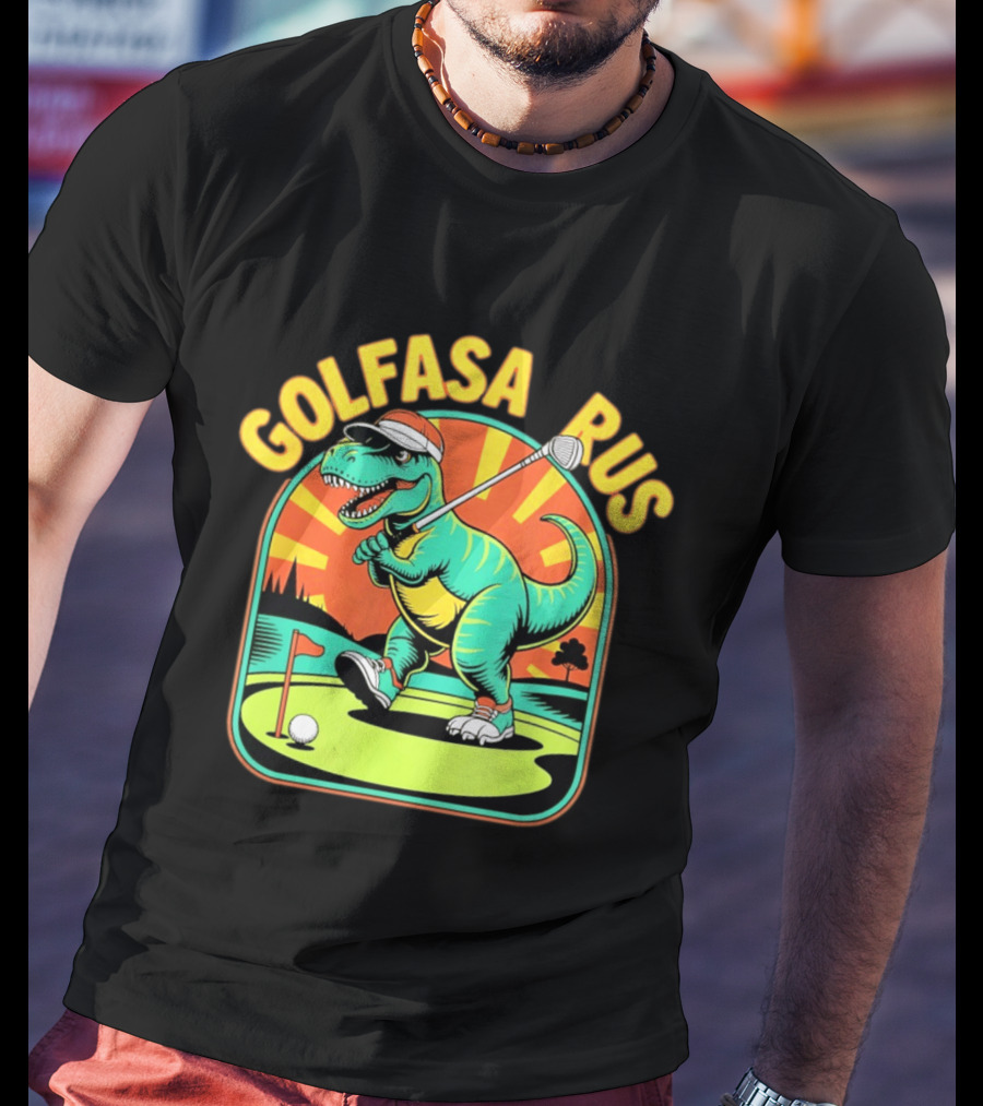 Golfasaurus Rex Dinosaur Golfer On The Course T-Shirt