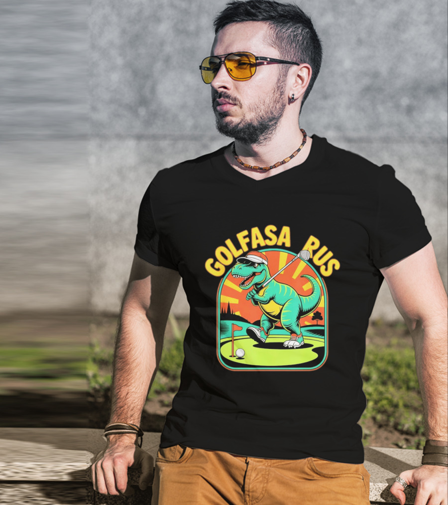 Golfasaurus Rex Dinosaur Golfer On The Course T-Shirt