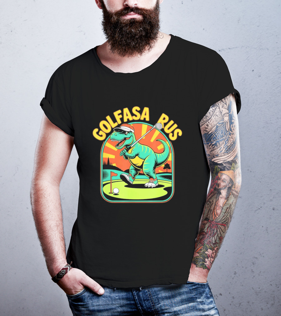 Golfasaurus Rex Dinosaur Golfer On The Course T-Shirt