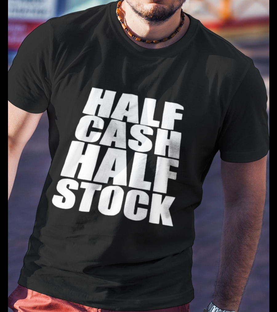Half Cash Half Stock Bold White T-Shirt