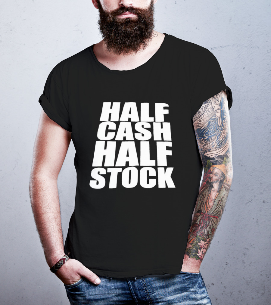 Half Cash Half Stock Bold White T-Shirt