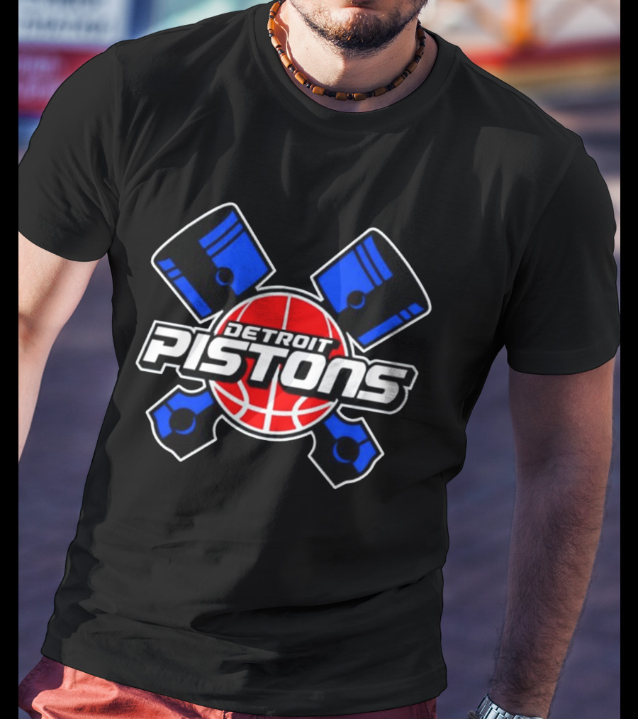 Detroit Pistons Basketball Team Crossed Pistons And Ball T-Shirt