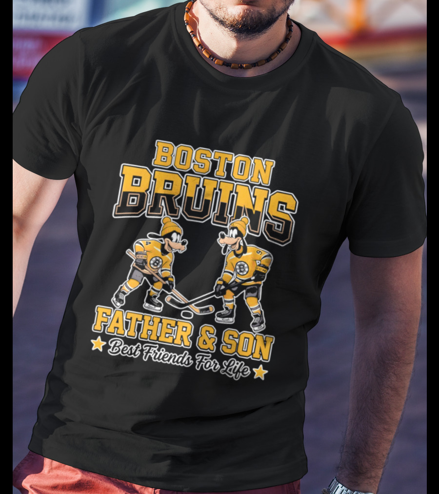 Boston Bruins Father Son Best Friends For Life Disney Goofy T-Shirt