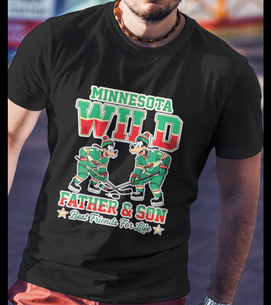 Minnesota Wild Goofy Father And Son Best Friends For Life NHL Hockey T-Shirt