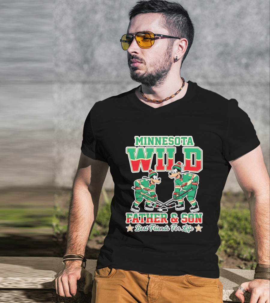 Minnesota Wild Goofy Father And Son Best Friends For Life NHL Hockey T-Shirt