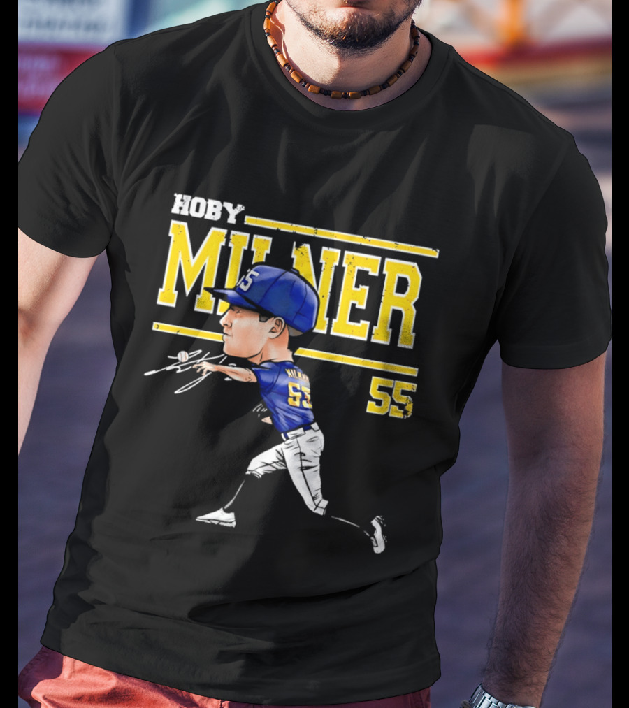 Hoby Milner Milwaukee 55 Cartoon Pitcher T-Shirt