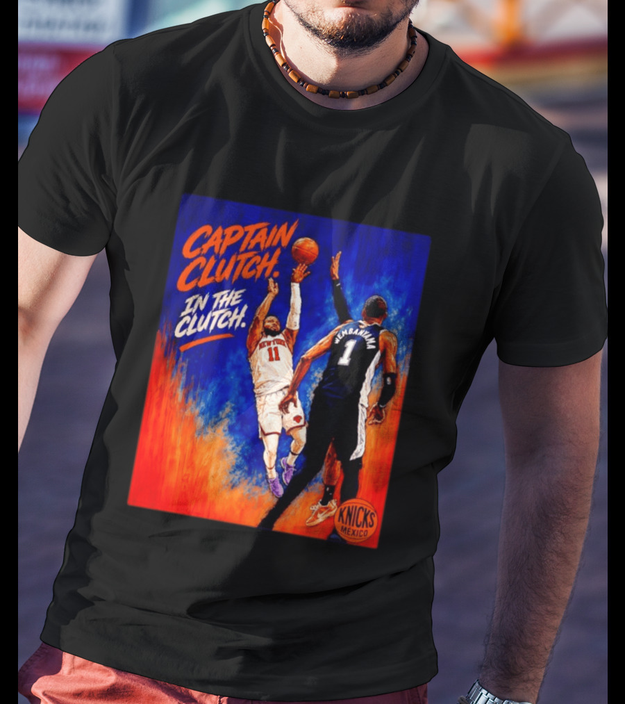 Captain Clutch Jalen Brunson Vs Victor Wembanyama Knicks Basketball Mexico T-Shirt