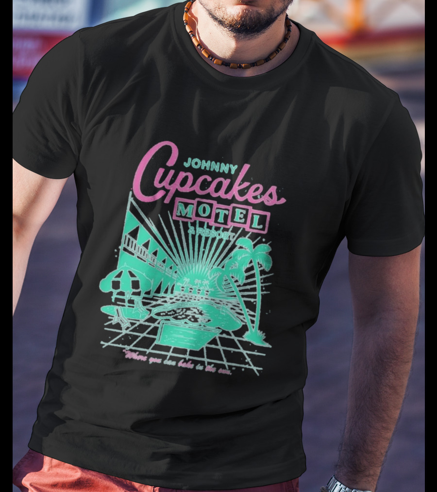 Johnny Cupcakes Motel Retro Resort Poolside Vibes Bake In The Sun Experience T-Shirt
