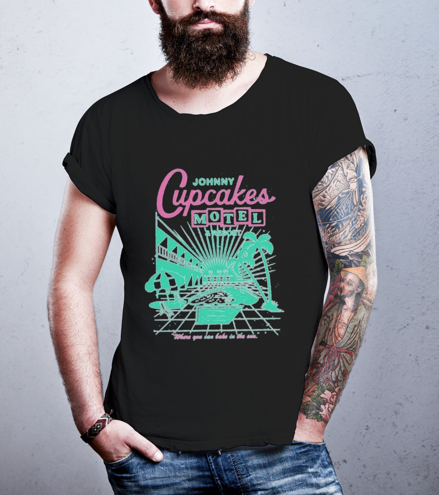 Johnny Cupcakes Motel Retro Resort Poolside Vibes Bake In The Sun Experience T-Shirt