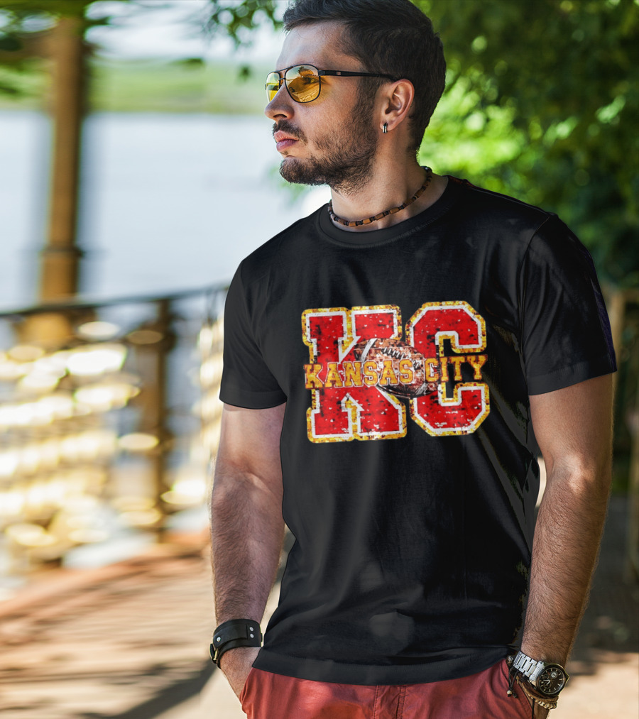 Kansas City Chiefs Football KC Faux Sequin T-Shirt
