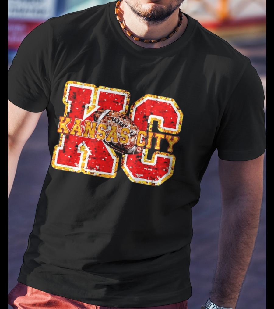 Kansas City Chiefs Football KC Faux Sequin T-Shirt