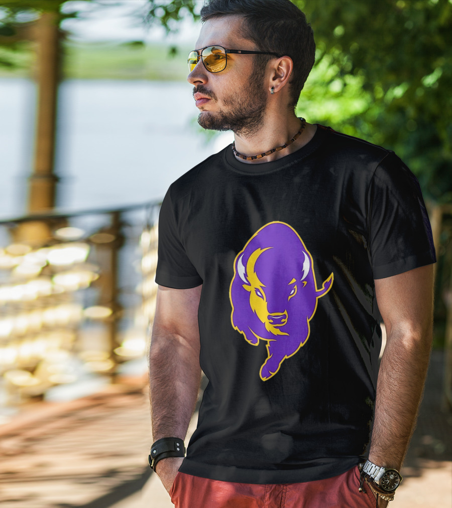 Lipscomb Bisons Purple And Yellow Charging Bison T-Shirt