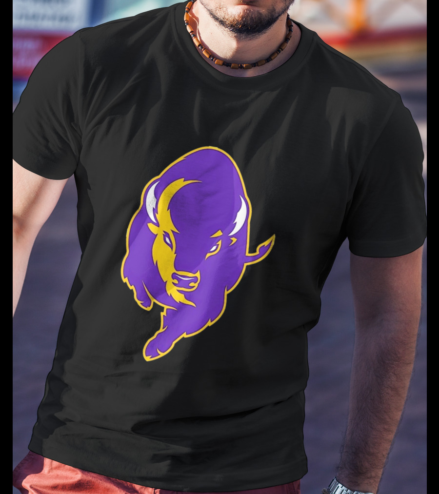 Lipscomb Bisons Purple And Yellow Charging Bison T-Shirt