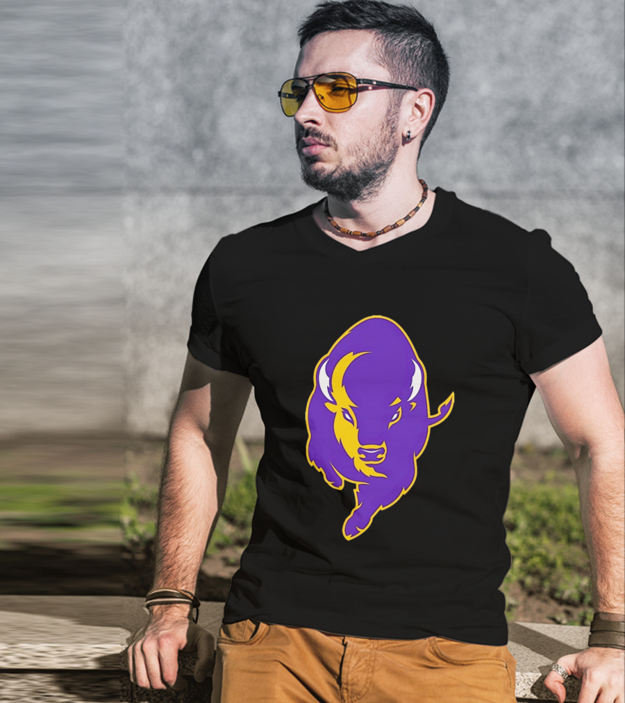 Lipscomb Bisons Purple And Yellow Charging Bison T-Shirt