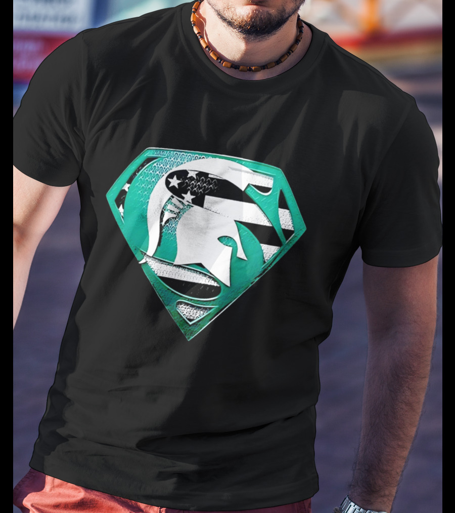 Michigan State Spartans Superman American Flag T-Shirt