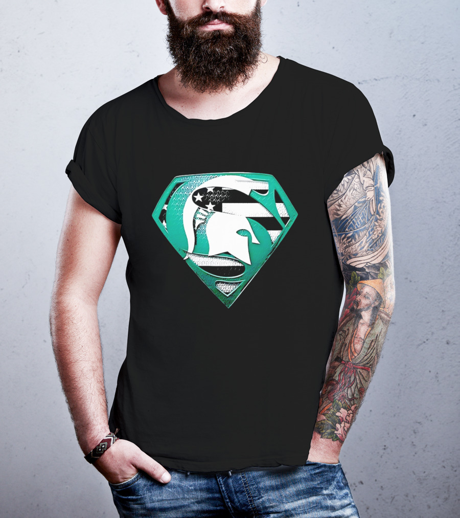 Michigan State Spartans Superman American Flag T-Shirt