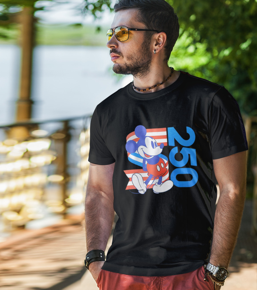 Mickey Mouse Disney 250 Celebration American Flag T-Shirt
