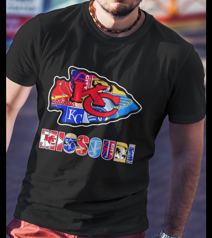 Missouri Sports Teams KC Chiefs Cardinals Royals Blues Sporting Arrowhead T-Shirt
