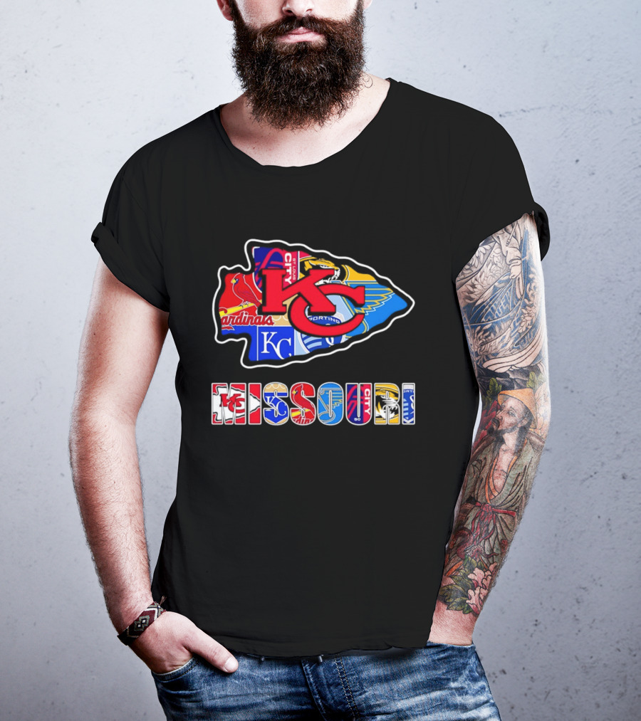 Missouri Sports Teams KC Chiefs Cardinals Royals Blues Sporting Arrowhead T-Shirt