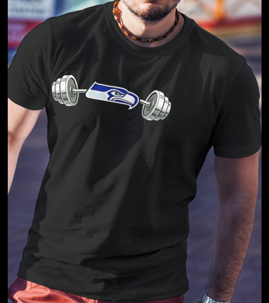 Seattle Seahawks Strength Gym Workout Barbell T-Shirt