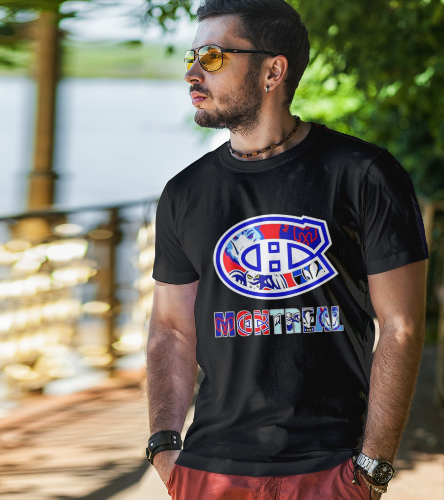 Montreal Canadiens And Sports Teams Emblem Montage T-Shirt