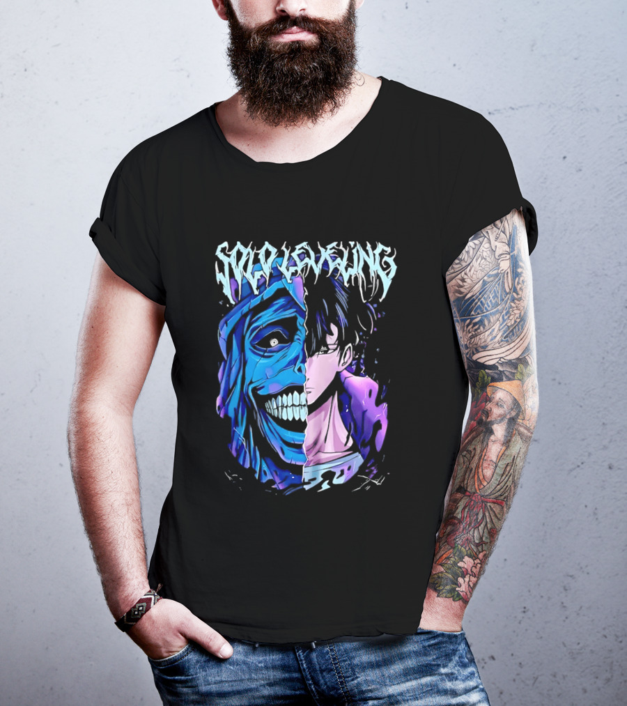 Solo Leveling Split Face Cotton Anime T-Shirt