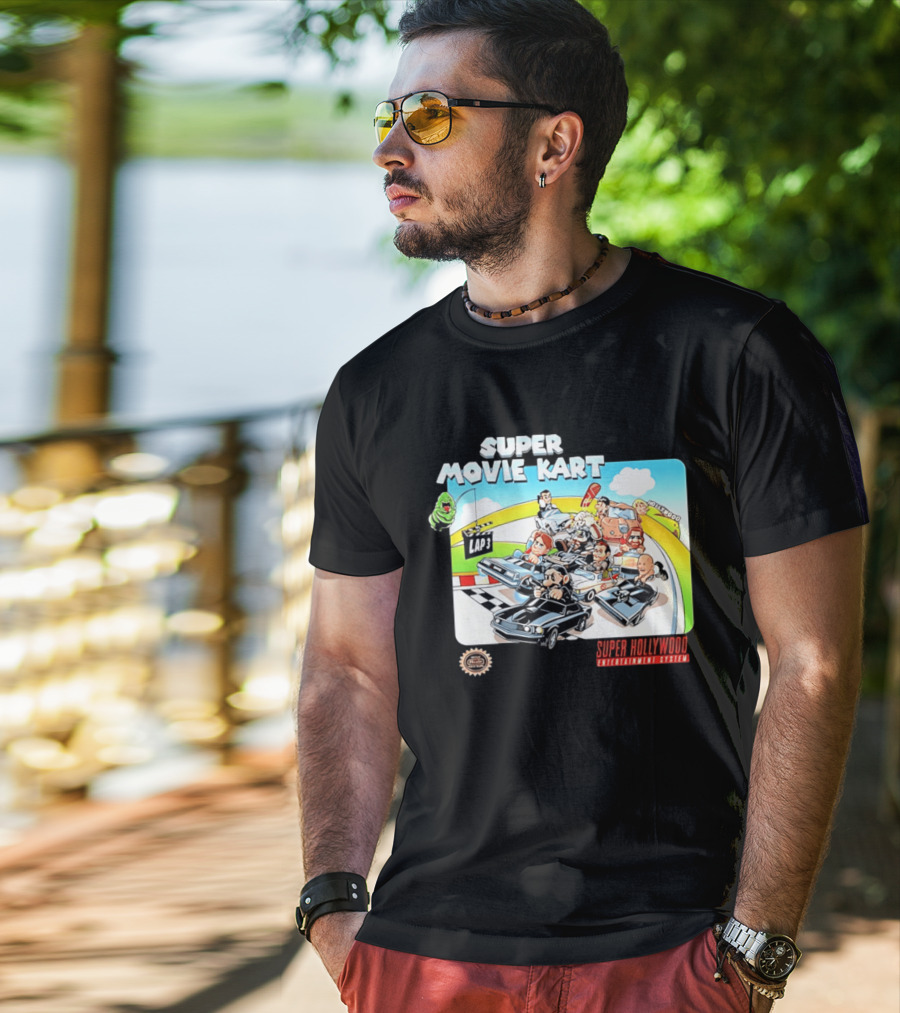 Super Movie Kart Super Hollywood Entertainment System John Wick Back To The Future Ghostbusters Mad Max Rocky T-Shirt