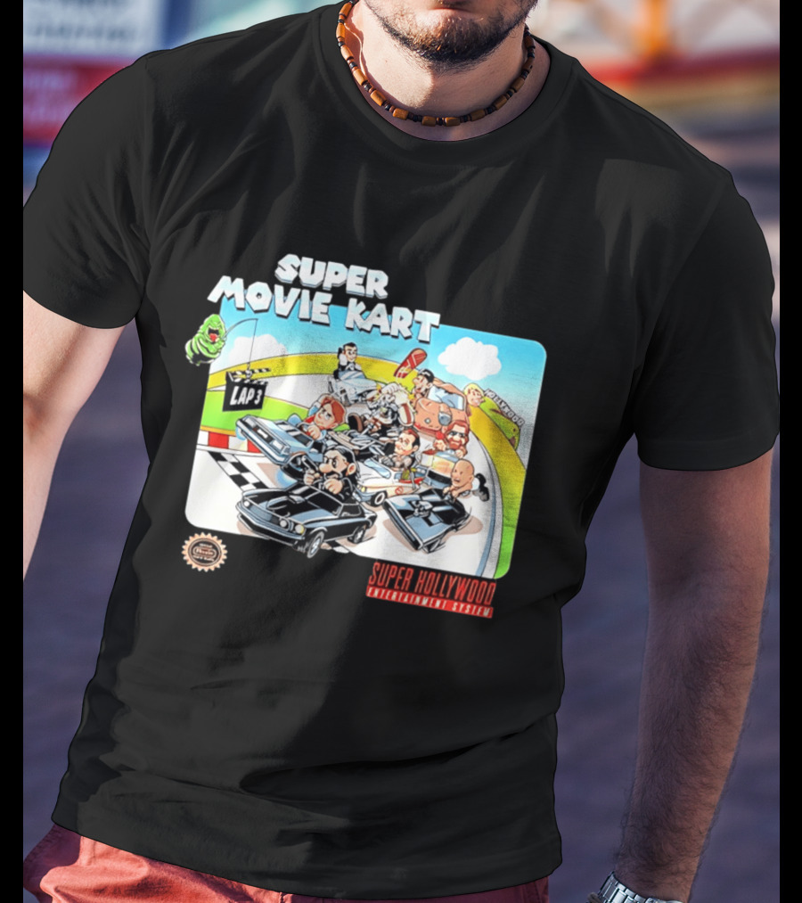 Super Movie Kart Super Hollywood Entertainment System John Wick Back To The Future Ghostbusters Mad Max Rocky T-Shirt