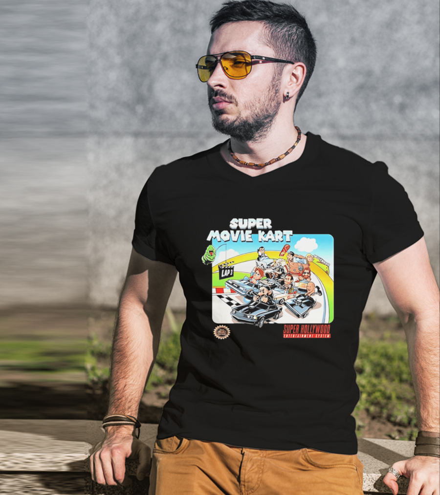 Super Movie Kart Super Hollywood Entertainment System John Wick Back To The Future Ghostbusters Mad Max Rocky T-Shirt