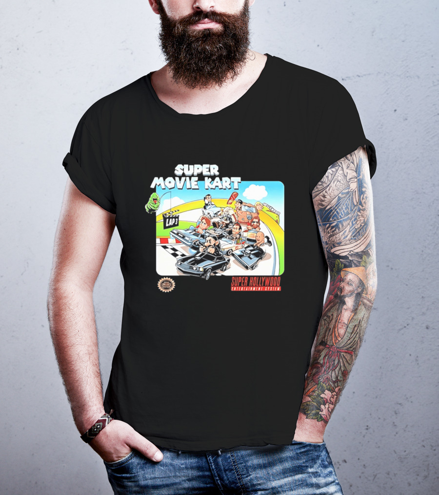 Super Movie Kart Super Hollywood Entertainment System John Wick Back To The Future Ghostbusters Mad Max Rocky T-Shirt