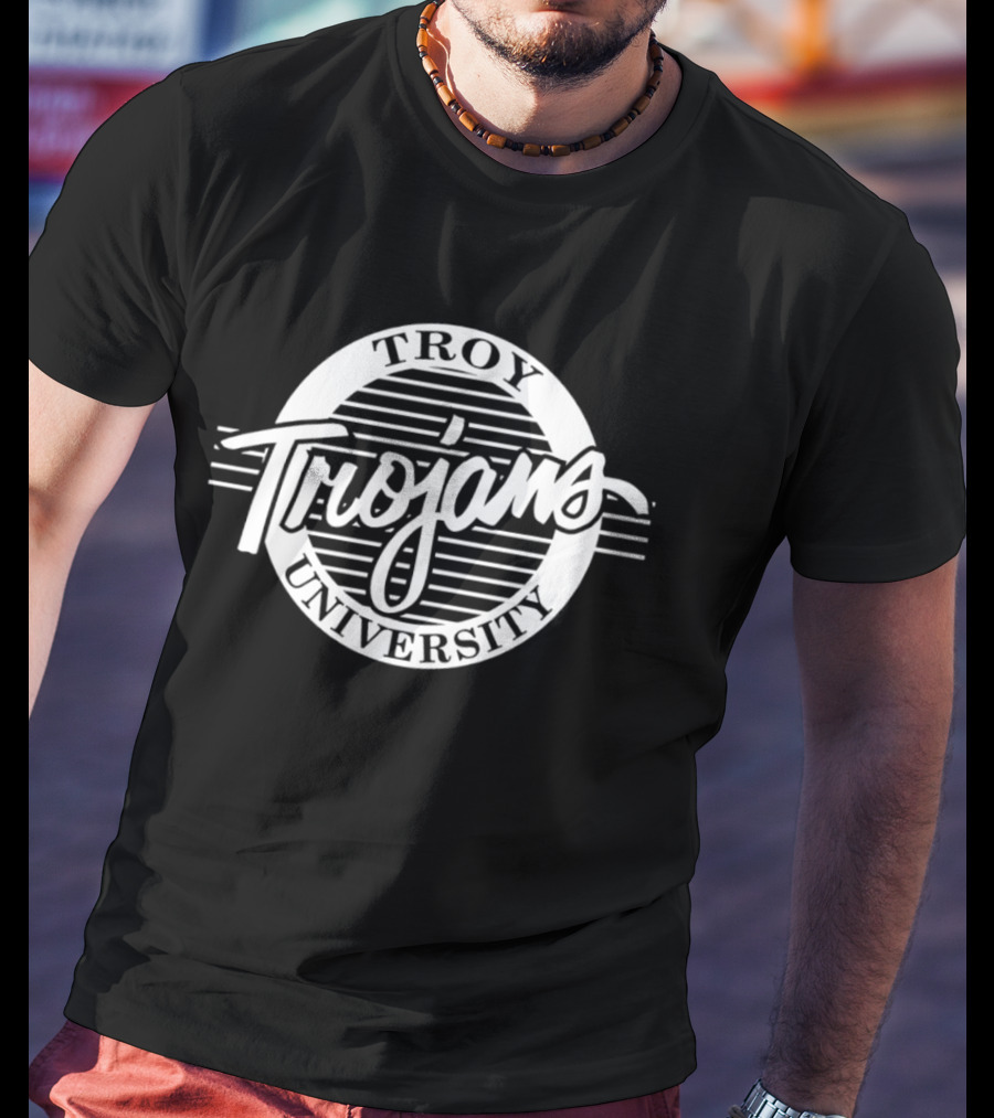 Troy University Trojans Classic Retro Sports Circular T-Shirt