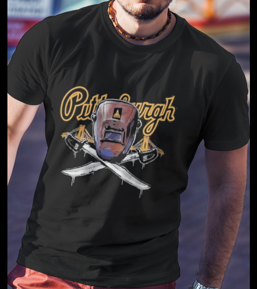 Pittsburgh Welder Hood Crossed Hoist Cone Pirates MLB T-Shirt