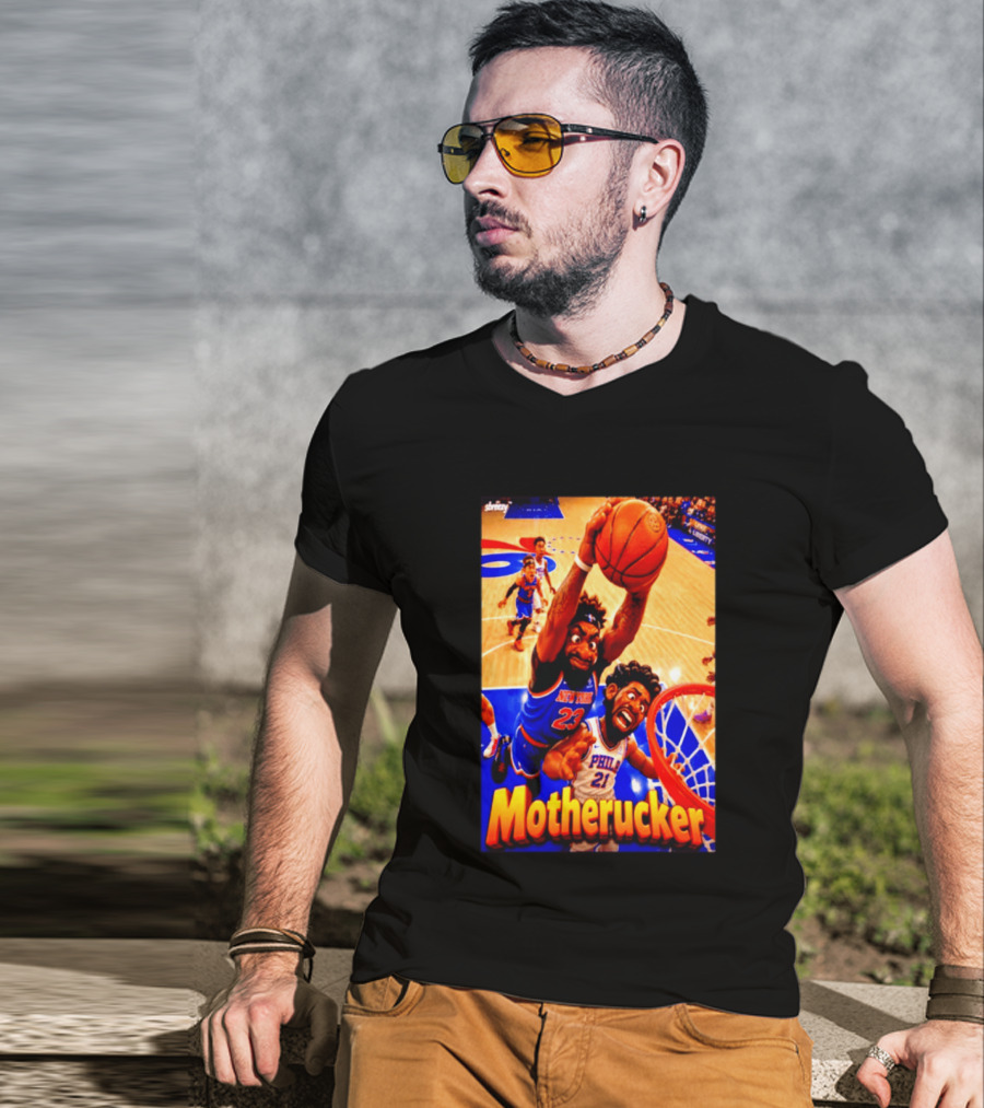 Motherucker New York 23 Vs Philly 21 Basketball Caricature T-Shirt