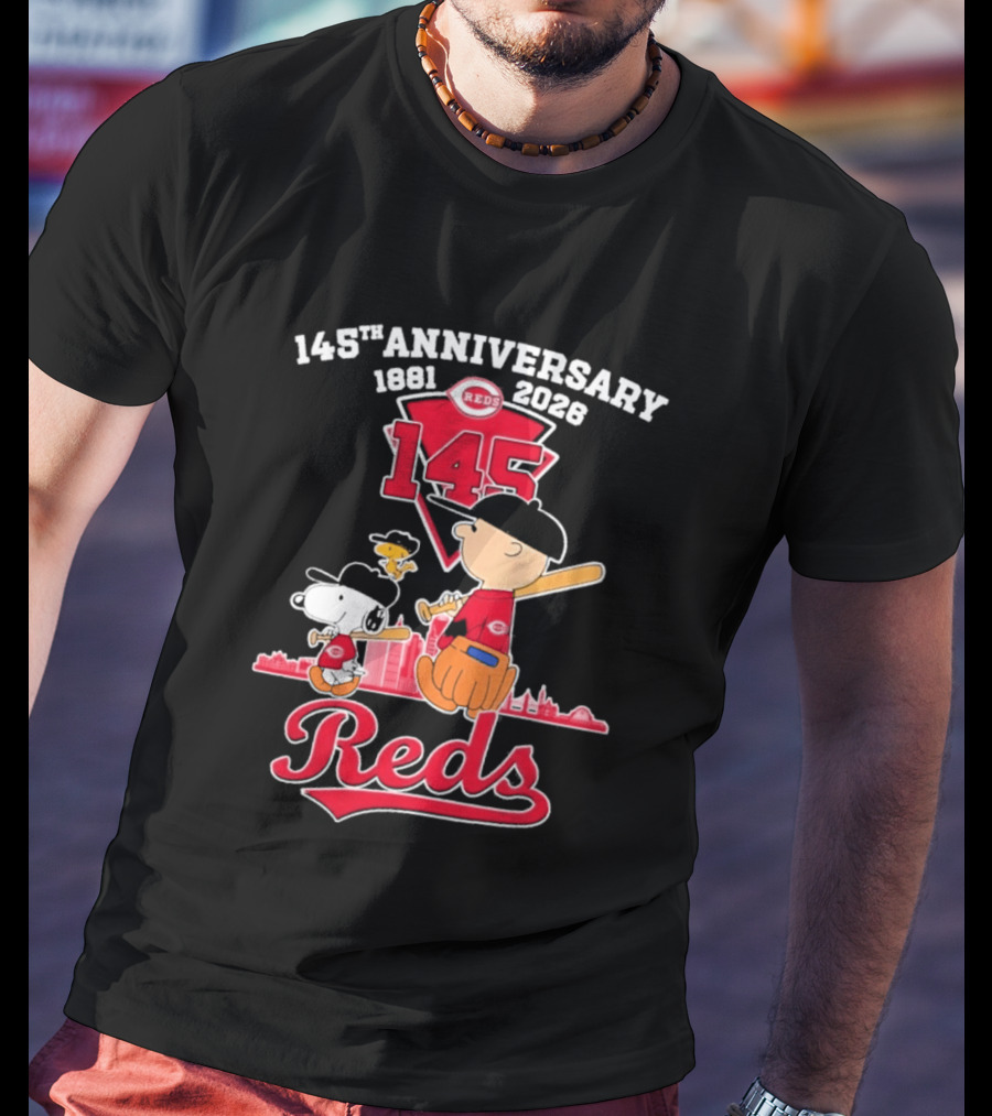 Charlie Brown Snoopy Cincinnati Reds 145th Anniversary 1881 2026 T-Shirt