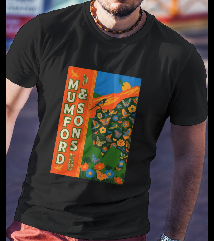 Mumford And Sons June 6 2026 Folsom Field Boulder CO Butterflies And Nature T-Shirt