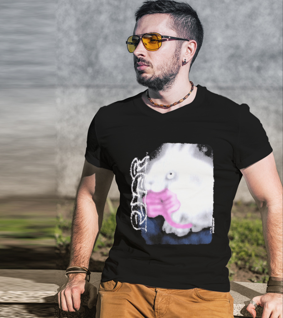 Flatspot Polar Rabbit With Pink Ribbon T-Shirt