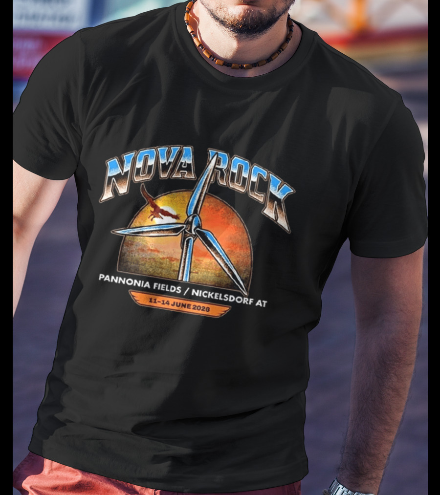 Nova Rock 2026 Winds Of Rock Nickelsdorf Festival 11 14 June Windmill Sunset Eagle T-Shirt