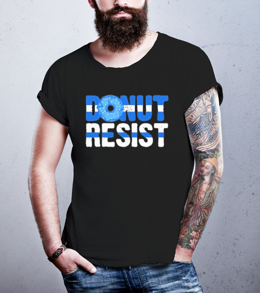 Donut Resist Police Officer Thin Blue Line Cop Policeman T-Shirt