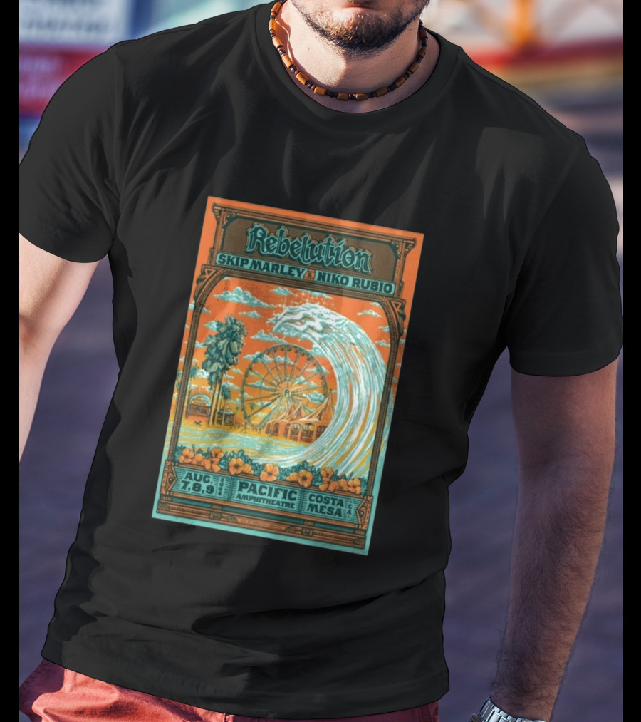 Rebelution Skip Marley Niko Rubio August 7 8 9 2026 Pacific Amphitheatre Costa Mesa T-Shirt