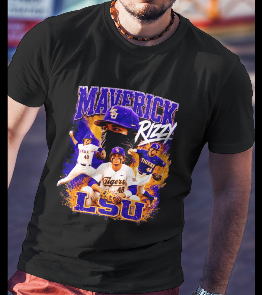 LSU Tigers Maverick Rizy Baseball Player Number 48 T-Shirt